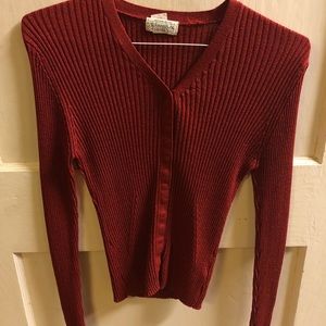 Vintage Red Ribbed Long Sleeve
